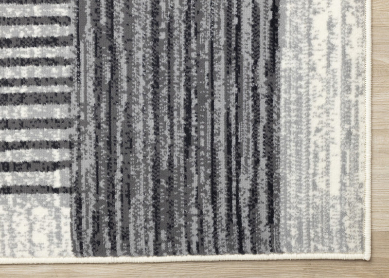 Forte White Grey Black Modern Striped Patches Area Rug - 5'3\" x 7'5\"