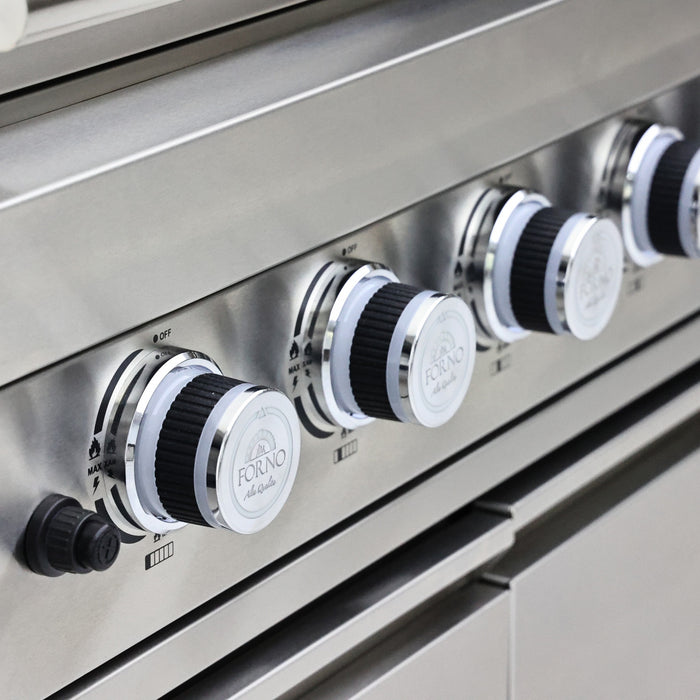 FORNO Bulnes Outdoor Kitchen 84,000 BTU Stainless Steel BBQ & White Sintered Stone Countertops - FODKT2520WHT