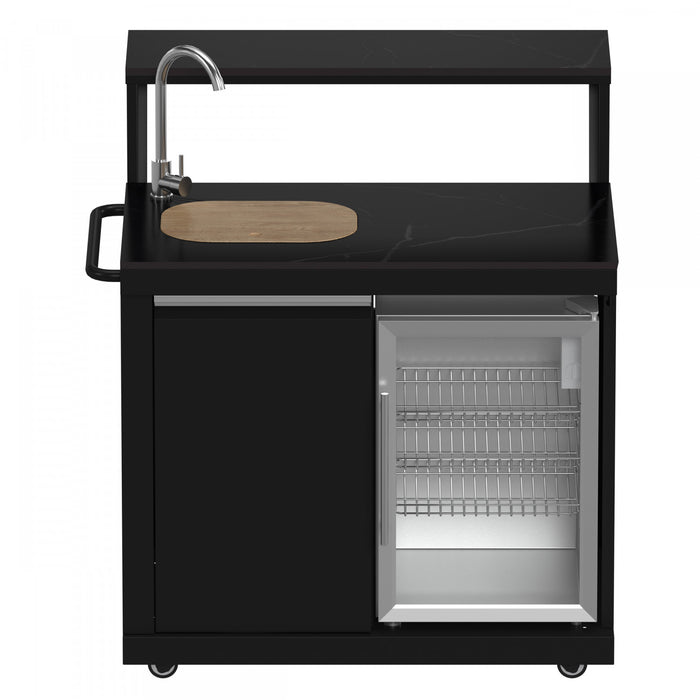 Forno All'Aperto 87,600 BTU BBQ, Sink & Bar Module, Gas Pizza Oven, Black Countertops - FODKT2551BLK