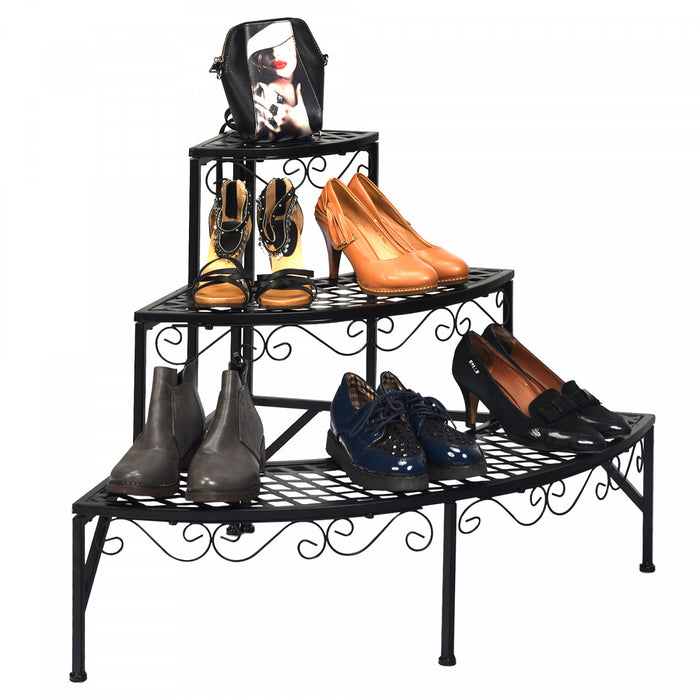 Costway Corner Plant Stand Metal 3 Tier Ladder Potted Shelf Flower Holder Display Rack