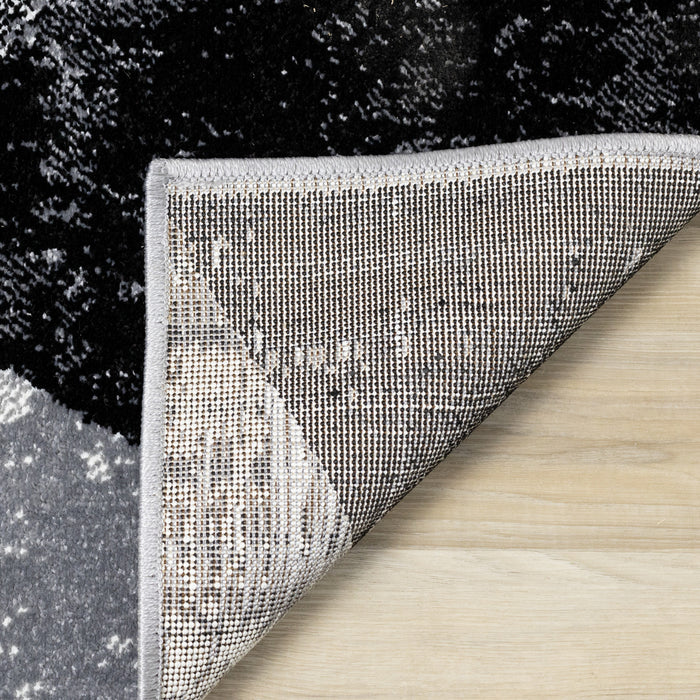 Covington Black White Grey Distressed Geometric Triangle Rug, 5'3\" x 7'7\" Indoor Area Rug