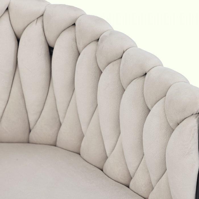 Amelia Velvet Swivel Dining Chairs with Tufted Upholstered and Metal Legs Set of 4, Beige