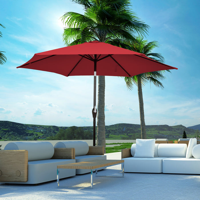 Costway 10Ft Outdoor Market Patio Table Umbrella Push Button Tilt Crank Lift Burgundy Burgundy