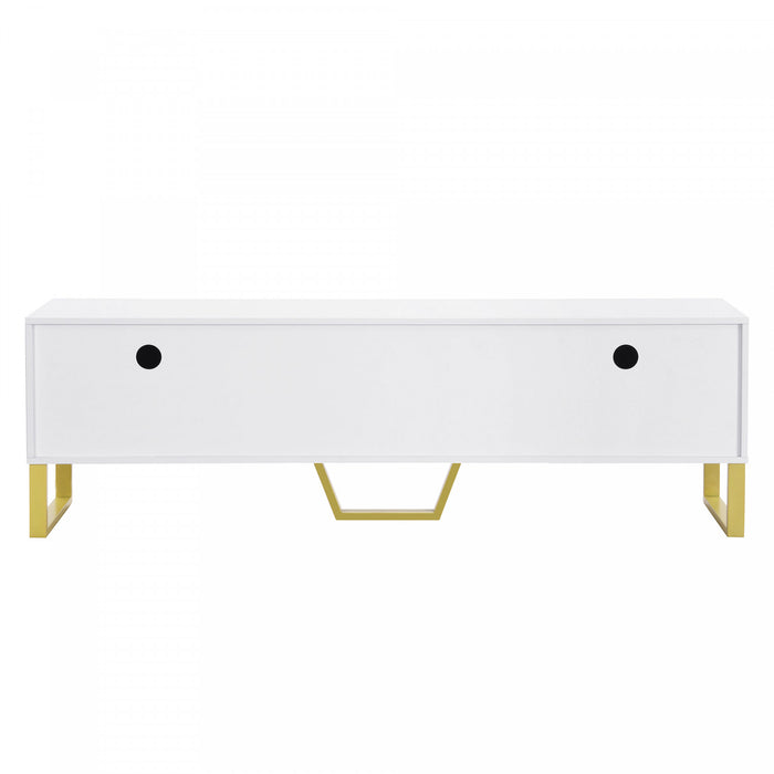 Steven 66.9\" Floor-standing Design TV Cabinet with and Gold Handles&Legs,White Tv Stand