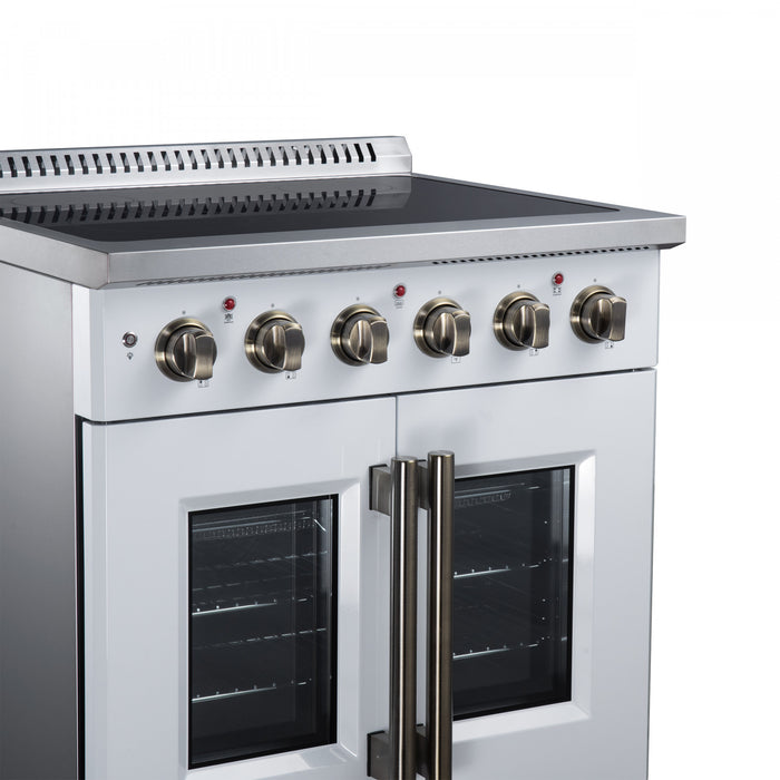 Galiano 30 Inch French Door Electric Range, 4 radiant burners, 4.32 cu.ft., White - FFSEL6917-30WHT