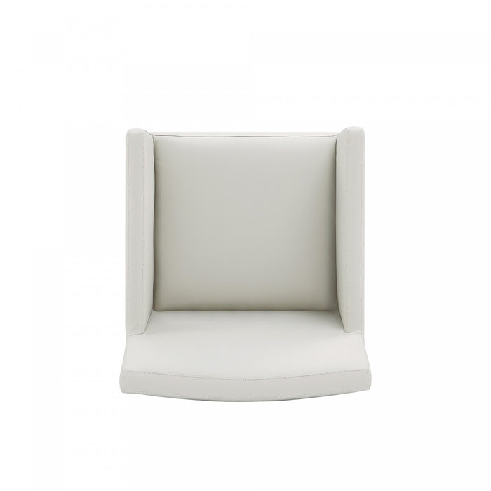 Anna Square Modern Vegan Leather Armchair in Stone Gray - Set of 2