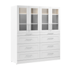 Bestar Florence 71\" Modular Walk-In Closet System with LED Lights and Storage - White