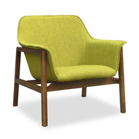 Manhattan Comfort Miller Linen Weave Accent Chair - Green & Walnut