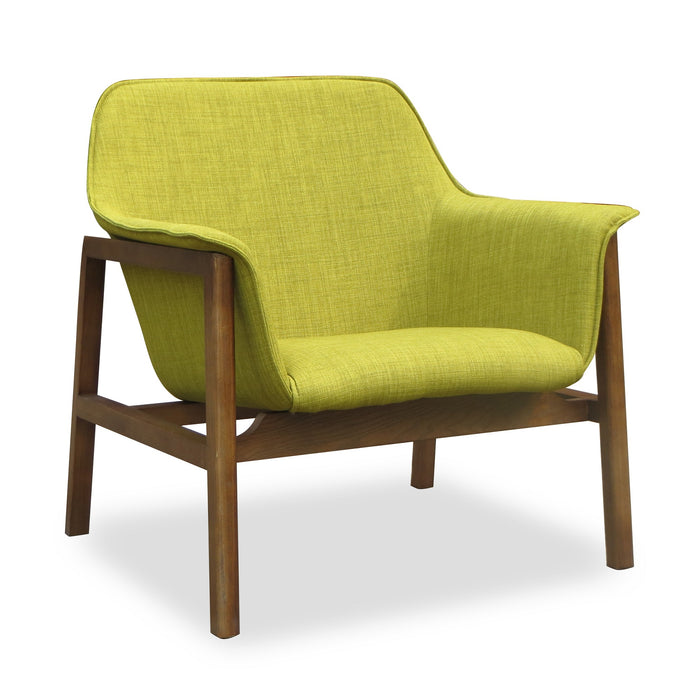 Manhattan Comfort Miller Linen Weave Accent Chair - Green & Walnut
