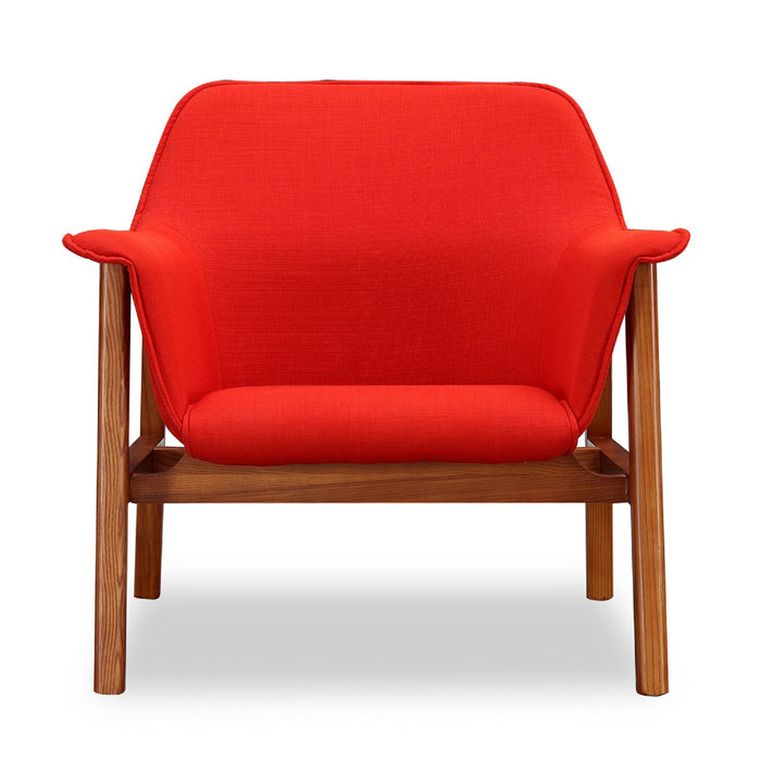 Manhattan Comfort Miller Linen Weave Accent Chair - Burnt Orange & Walnut