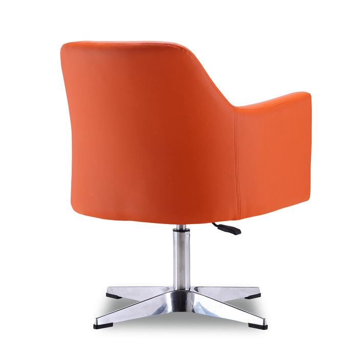 Manhattan Comfort Pelo Polished Chrome Faux Leather Adjustable Height Swivel Accent Chair - Orange