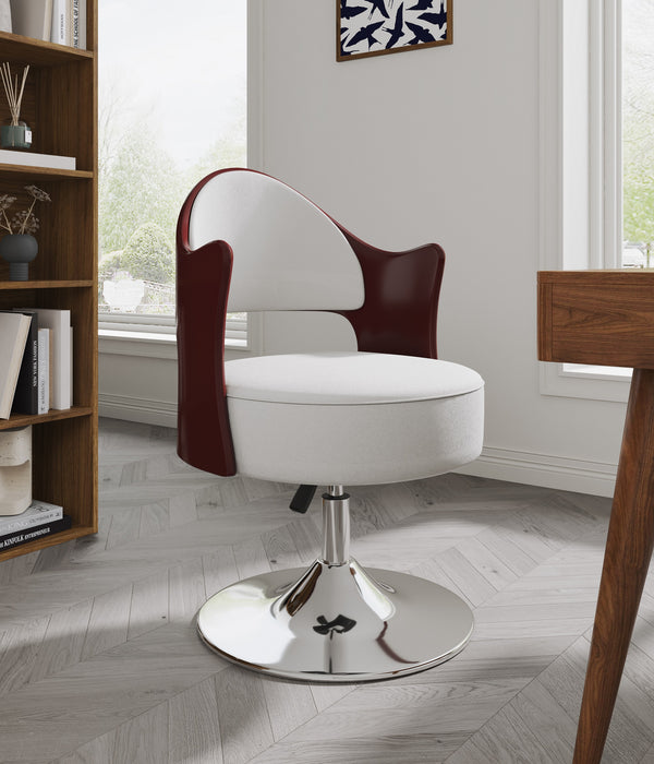 Manhattan Comfort Bopper Polished Chrome Faux Leather Adjustable Height Swivel Accent Chair - White