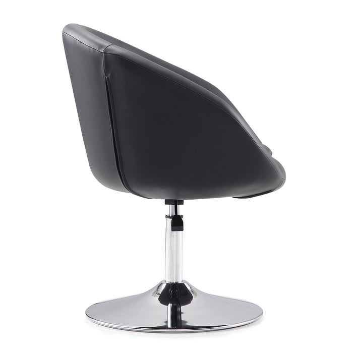 Manhattan Comfort Hopper Polished Chrome Faux Leather Adjustable Height Accent Chair - Black