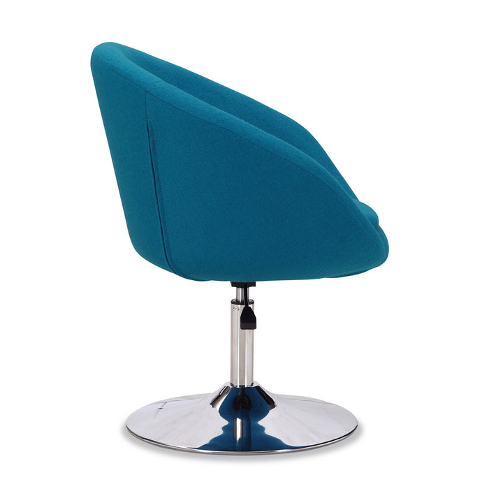 Manhattan Comfort Hopper Polished Chrome Wool Blend Adjustable Height Chair - Blue