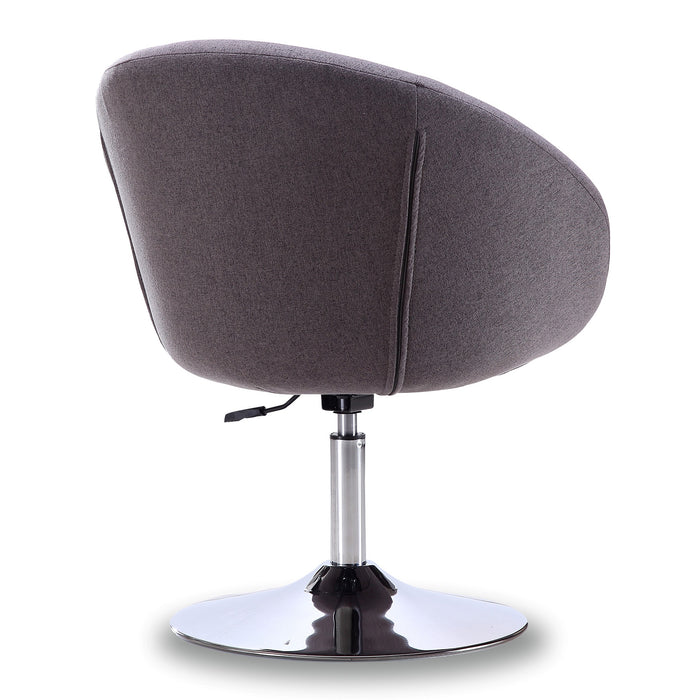 Manhattan Comfort Hopper Polished Chrome Twill Adjustable Height Accent Chair - Grey