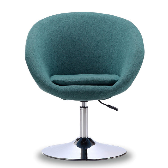 Manhattan Comfort Hopper Polished Chrome Twill Adjustable Height Accent Chair - Sky Blue