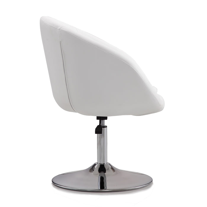 Manhattan Comfort Hopper Polished Chrome Faux Leather Adjustable Height Accent Chair - White