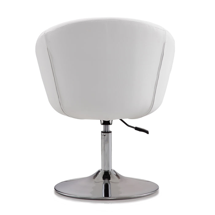 Manhattan Comfort Hopper Polished Chrome Faux Leather Adjustable Height Accent Chair - White