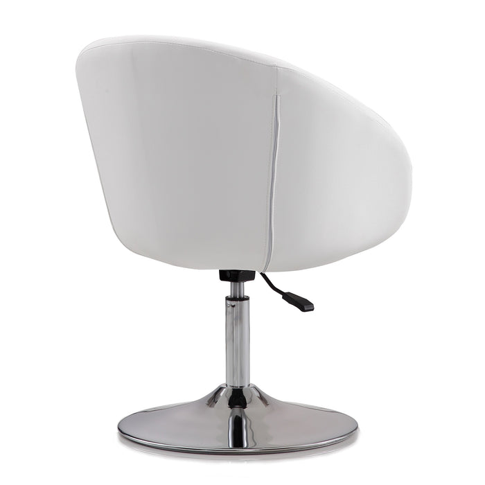 Manhattan Comfort Hopper Polished Chrome Faux Leather Adjustable Height Accent Chair - White