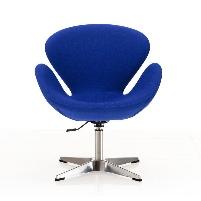 Manhattan Comfort Raspberry Polished Chrome Wool Blend Adjustable Swivel Chair - Blue