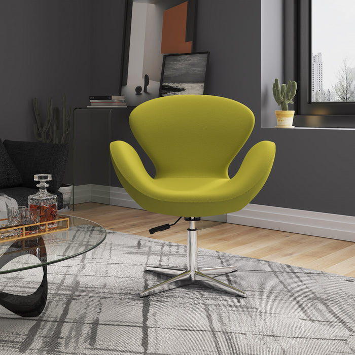 Manhattan Comfort Raspberry Polished Chrome Wool Blend Adjustable Swivel Chair - Green