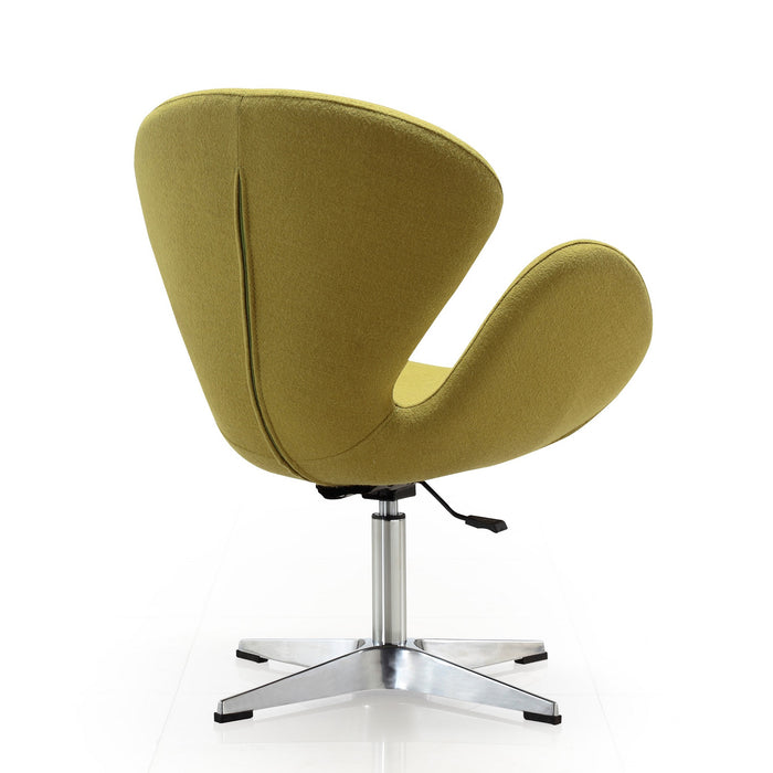 Manhattan Comfort Raspberry Polished Chrome Wool Blend Adjustable Swivel Chair - Green