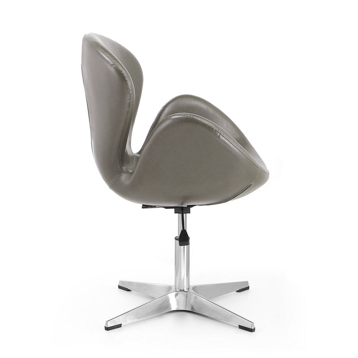 Manhattan Comfort Raspberry Polished Chrome Faux Leather Adjustable Swivel Chair - Pebble