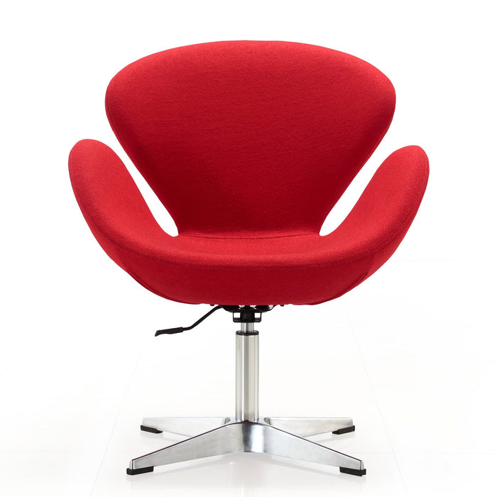 Manhattan Comfort Raspberry Polished Chrome Wool Blend Adjustable Swivel Chair - Red