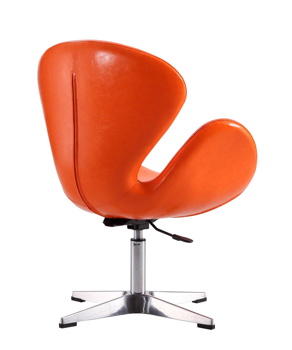 Manhattan Comfort Raspberry Polished Chrome Faux Leather Adjustable Swivel Chair - Tangerine