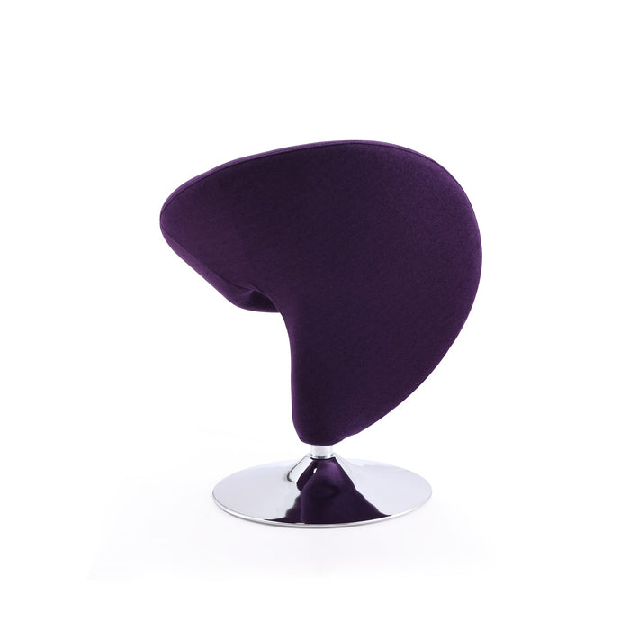 Manhattan Comfort Curl Polished Chrome Wool Blend Swivel Accent Chair - Purple