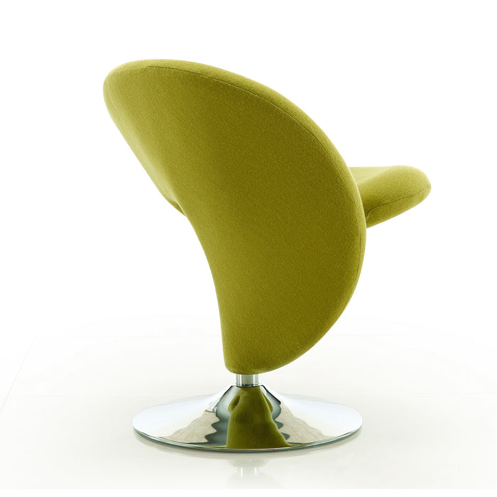 Manhattan Comfort Curl Polished Chrome Wool Blend Swivel Accent Chair - Green