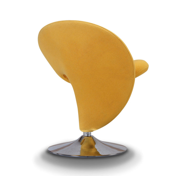 Manhattan Comfort Curl Polished Chrome Wool Blend Swivel Accent Chair - Yellow