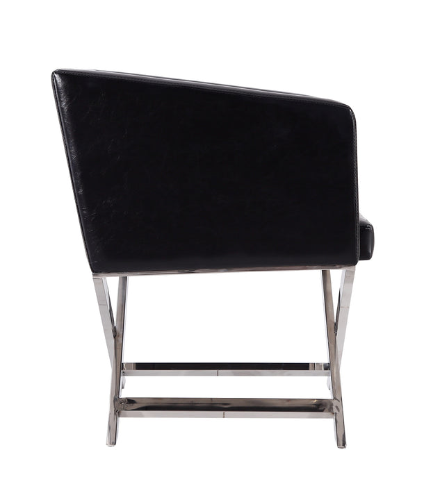 Manhattan Comfort Hollywood Polished Chrome Faux Leather Lounge Accent Chair - Black