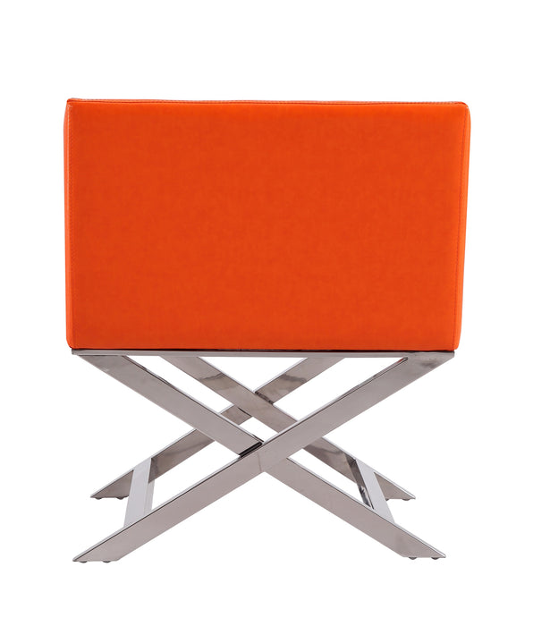Manhattan Comfort Hollywood Polished Chrome Faux Leather Lounge Accent Chair - Orange
