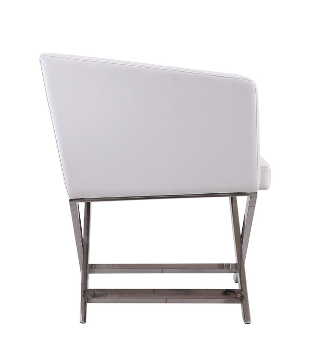 Manhattan Comfort Hollywood Polished Chrome Faux Leather Lounge Accent Chair - White