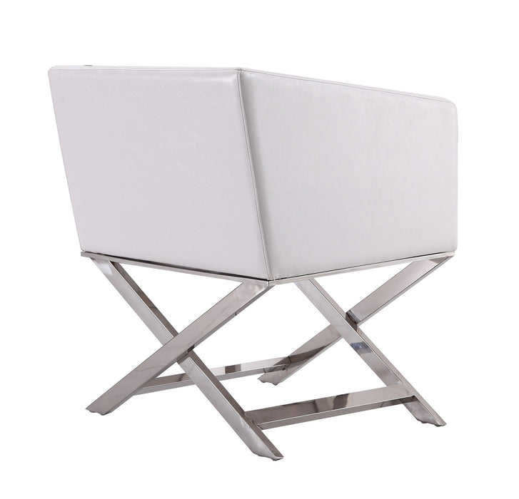 Manhattan Comfort Hollywood Polished Chrome Faux Leather Lounge Accent Chair - White