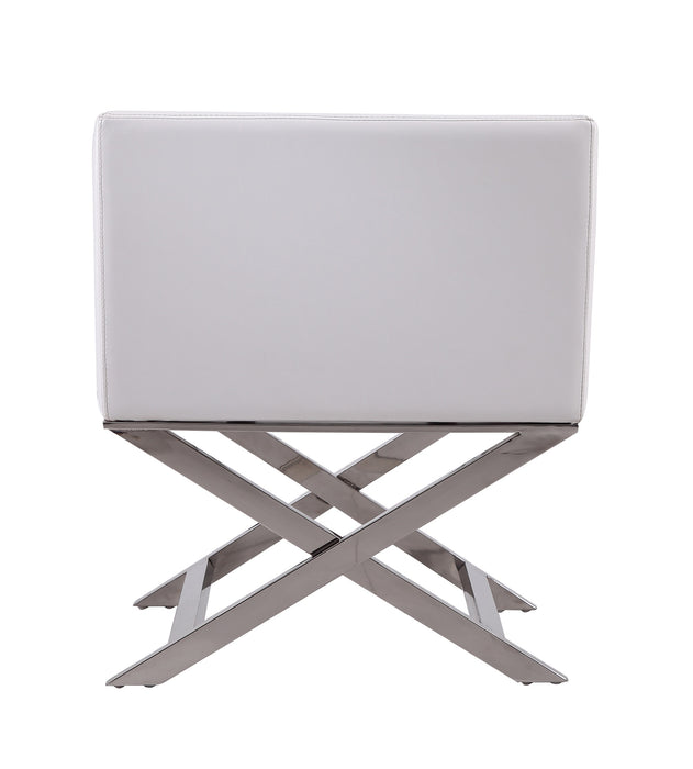 Manhattan Comfort Hollywood Polished Chrome Faux Leather Lounge Accent Chair - White
