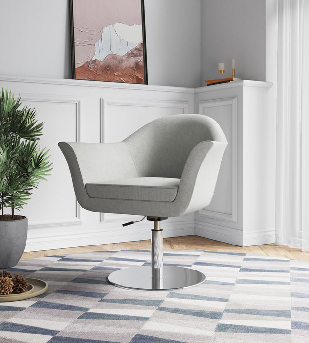Manhattan Comfort Voyager Brushed Metal Woven Swivel Adjustable Accent Chair - Barley