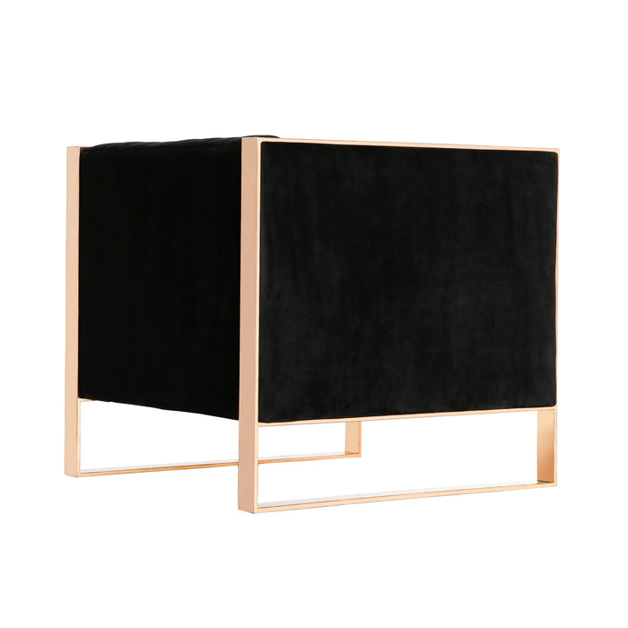 Manhattan Comfort Trillium Velvet Accent Chair - Black & Gold