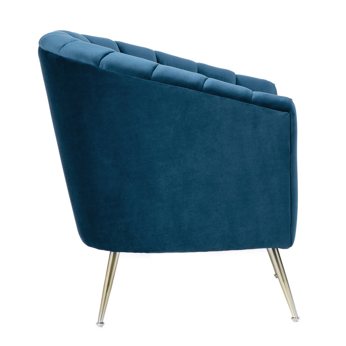 Manhattan Comfort Rosemont Velvet Accent Chair - Blue & Gold