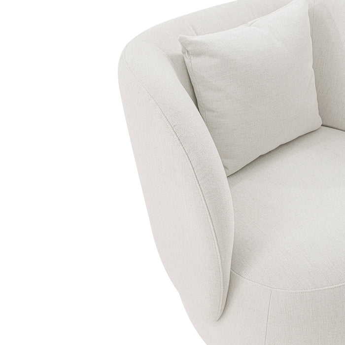 Manhattan Comfort Contemporary Siri Linen Weave Accent Chair with Pillows - Cream