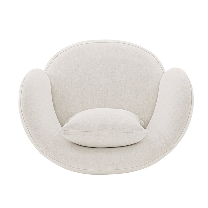 Manhattan Comfort Contemporary Siri Linen Weave Accent Chair with Pillows - Cream
