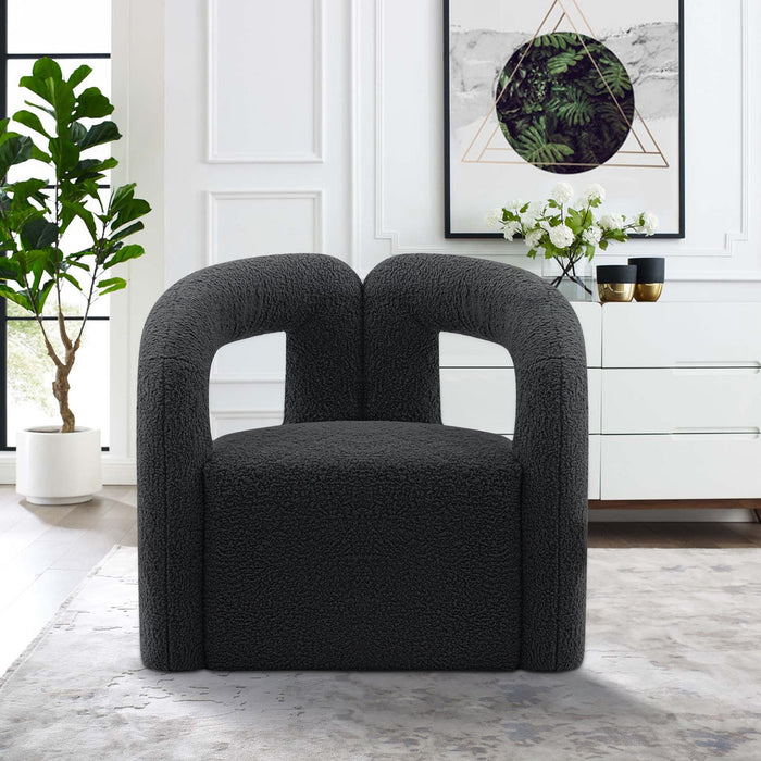 Manhattan Comfort Modern Darian Chenille Accent Chair - Black