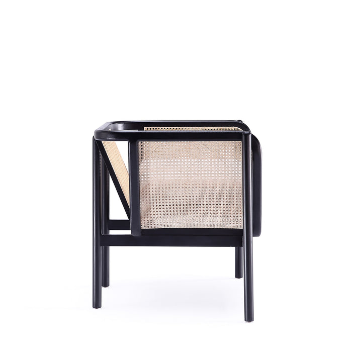 Manhattan Comfort Versailles Accent Chair - Black, Natural Cane & Cream