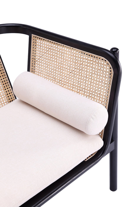 Manhattan Comfort Versailles Accent Chair - Black, Natural Cane & Cream