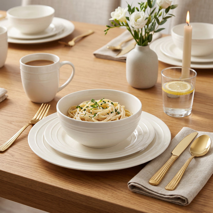 Circa 32-Piece Embossed Dinnerware Set