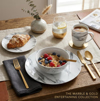 16-Piece Marble Porcelain Dinnerware Set for 4 