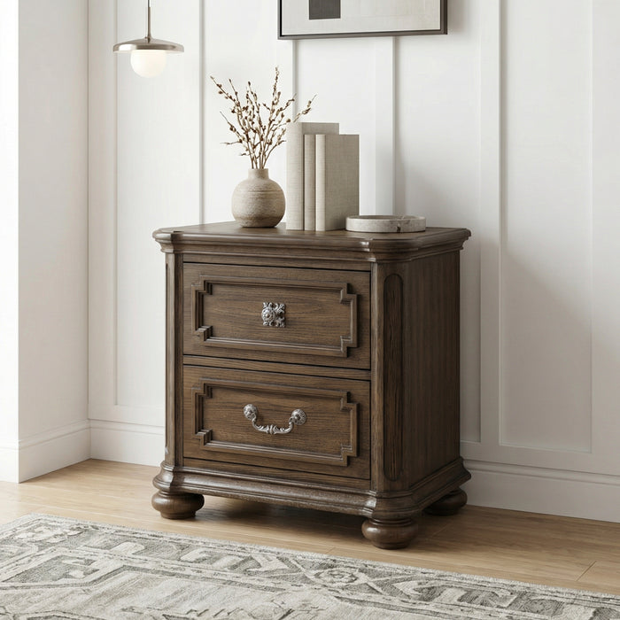 Ambrose Bedside 2-Drawer Nightstand, 28\"W x 29\"H – Brown
