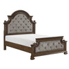 Ambrose Panel Bed with Headboard & Frame, Wooden, Fabric, Brown - Queen Size | Lit à panneaux Ambrose en bois et en tissu avec tête de lit et cadre de lit, brun - format grand lit
