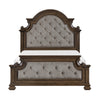 Ambrose Panel Bed with Headboard & Frame, Wooden, Fabric, Brown - Queen Size | Lit à panneaux Ambrose en bois et en tissu avec tête de lit et cadre de lit, brun - format grand lit